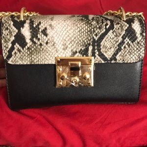Padlock snakeskin small shoulder bag